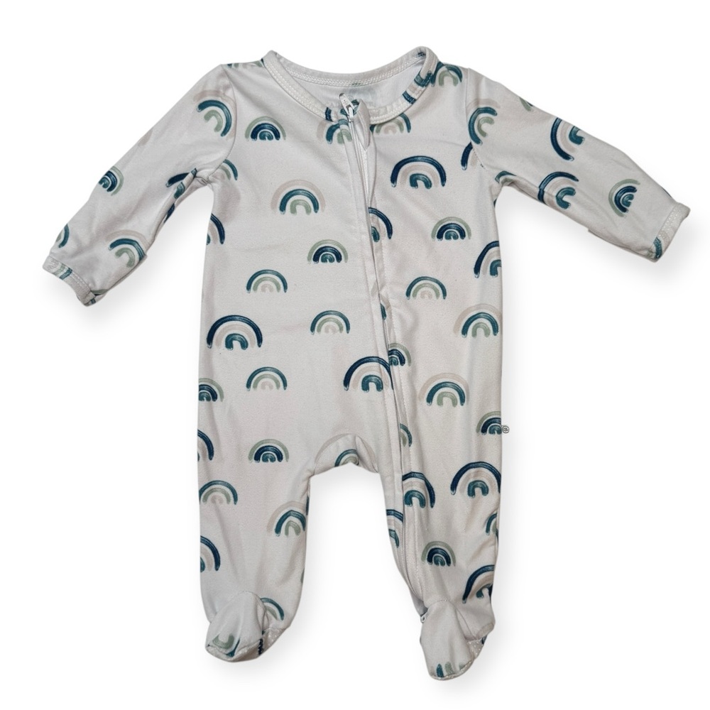 Caden Lane Newborn White and Blue‎ Footies One Piece